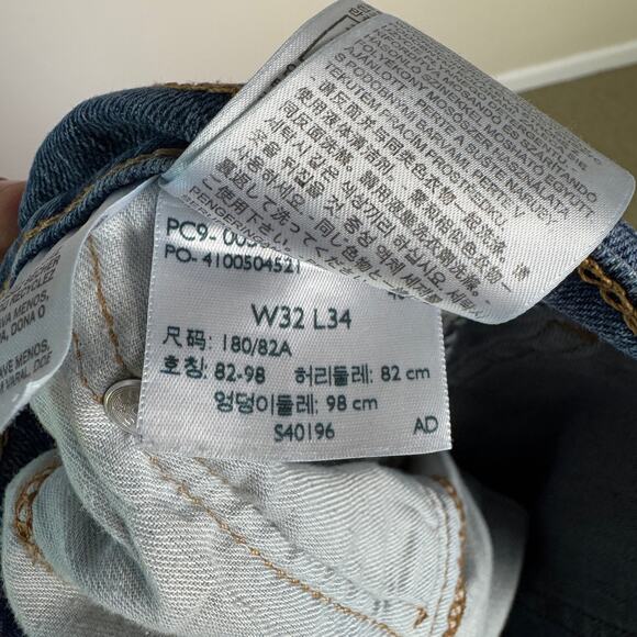 Levi's 505 Regular Fit Straight Blue Jeans US Men's 32 - Picture 7 of 8